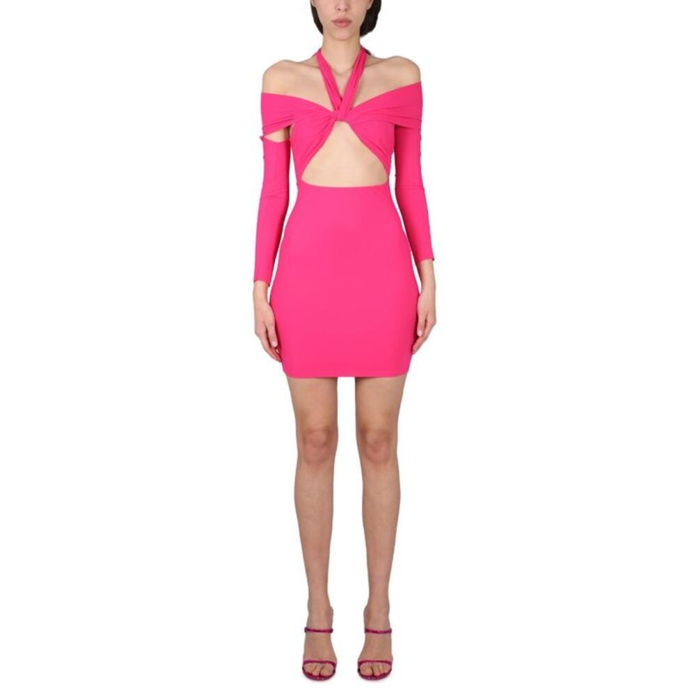 AMAZUIN Women's Cutout Halter Neck Mini Dress Women FUCHSIA Dresses